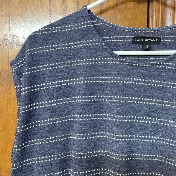 LANE BRYANT UEC 14/16 Blue white dot Short Sleeve Textured T-Shirt tie front - Picture 4 of 10